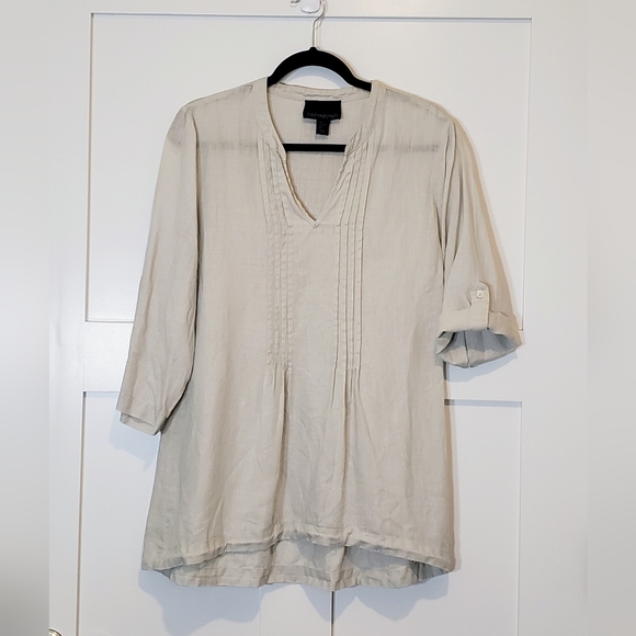 Cynthia Rowley Linen 100% Tunic Top Machine Wash Size Large Grey Lagenl… - Picture 1 of 14